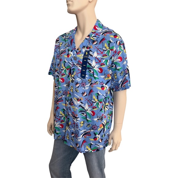 Polo Ralph Lauren Hawaiian Shirt 67 Bear Fun Tropical Vacation All Over Print - Picture 2 of 12